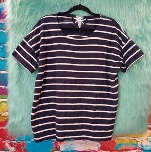 Talbots Black and White Striped Short Sleeve Top Size 1X